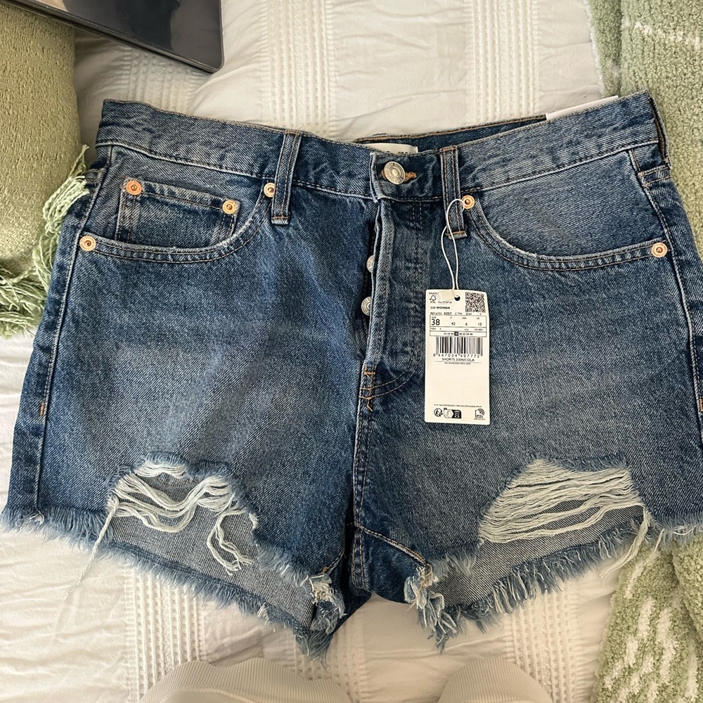 Mango Denim Distressed Women Shorts